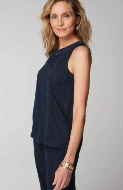 Linen-Blend Sleeveless Top