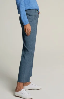 Linen-Stretch Straight-Leg Crops