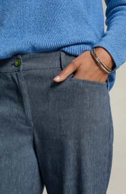 Linen-Stretch Straight-Leg Crops