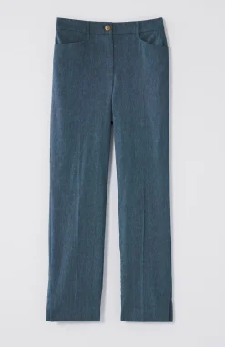 Linen-Stretch Straight-Leg Crops