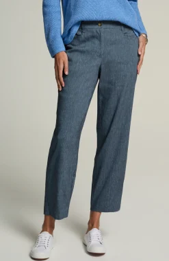 Linen-Stretch Straight-Leg Crops