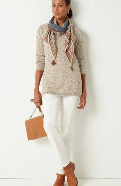 Marled V-Neck Speckled Sweater