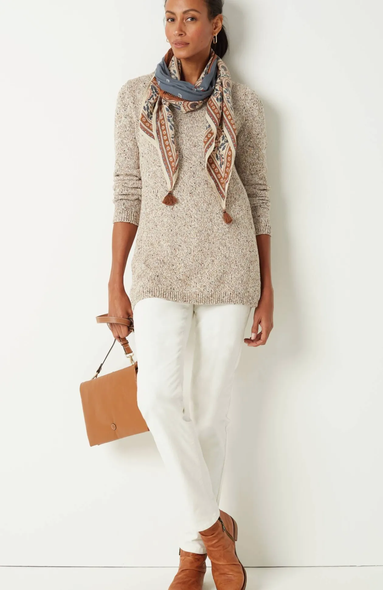 Marled V-Neck Speckled Sweater