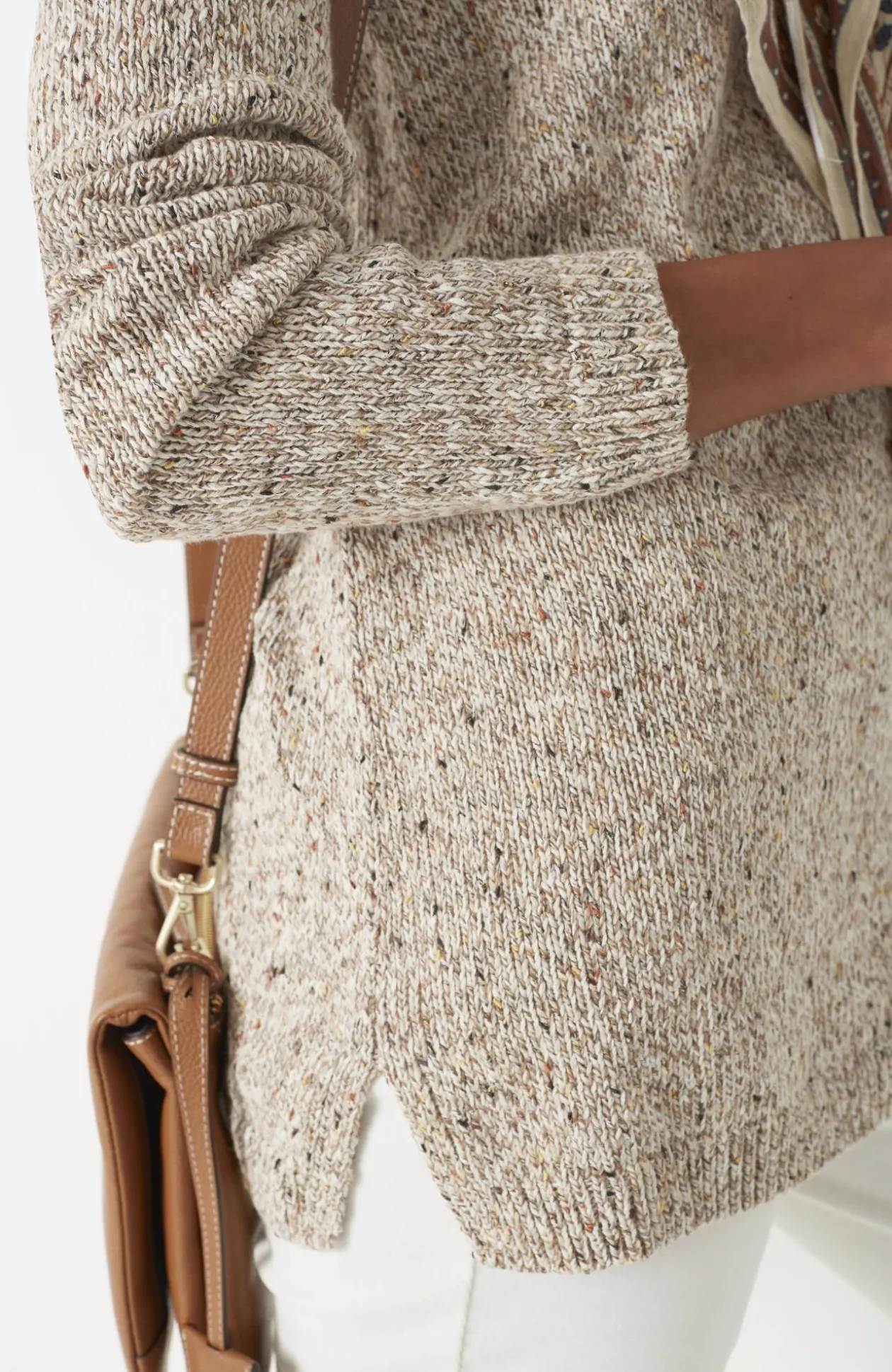 Marled V-Neck Speckled Sweater