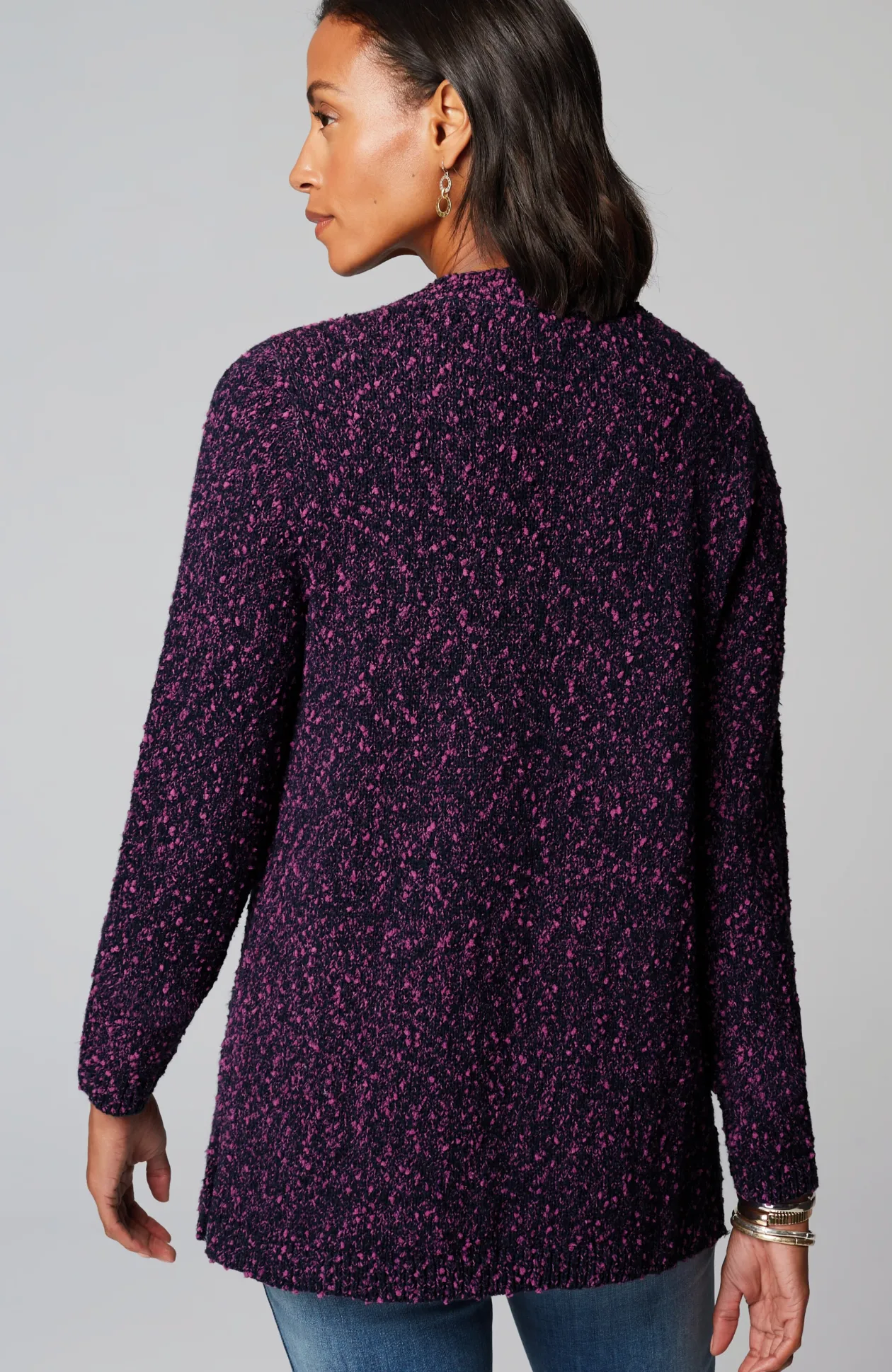 Marled V-Neck Speckled Sweater