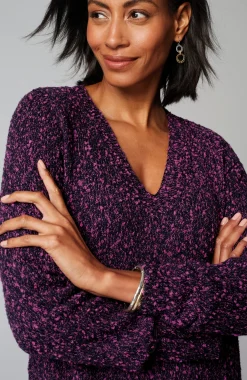 Marled V-Neck Speckled Sweater