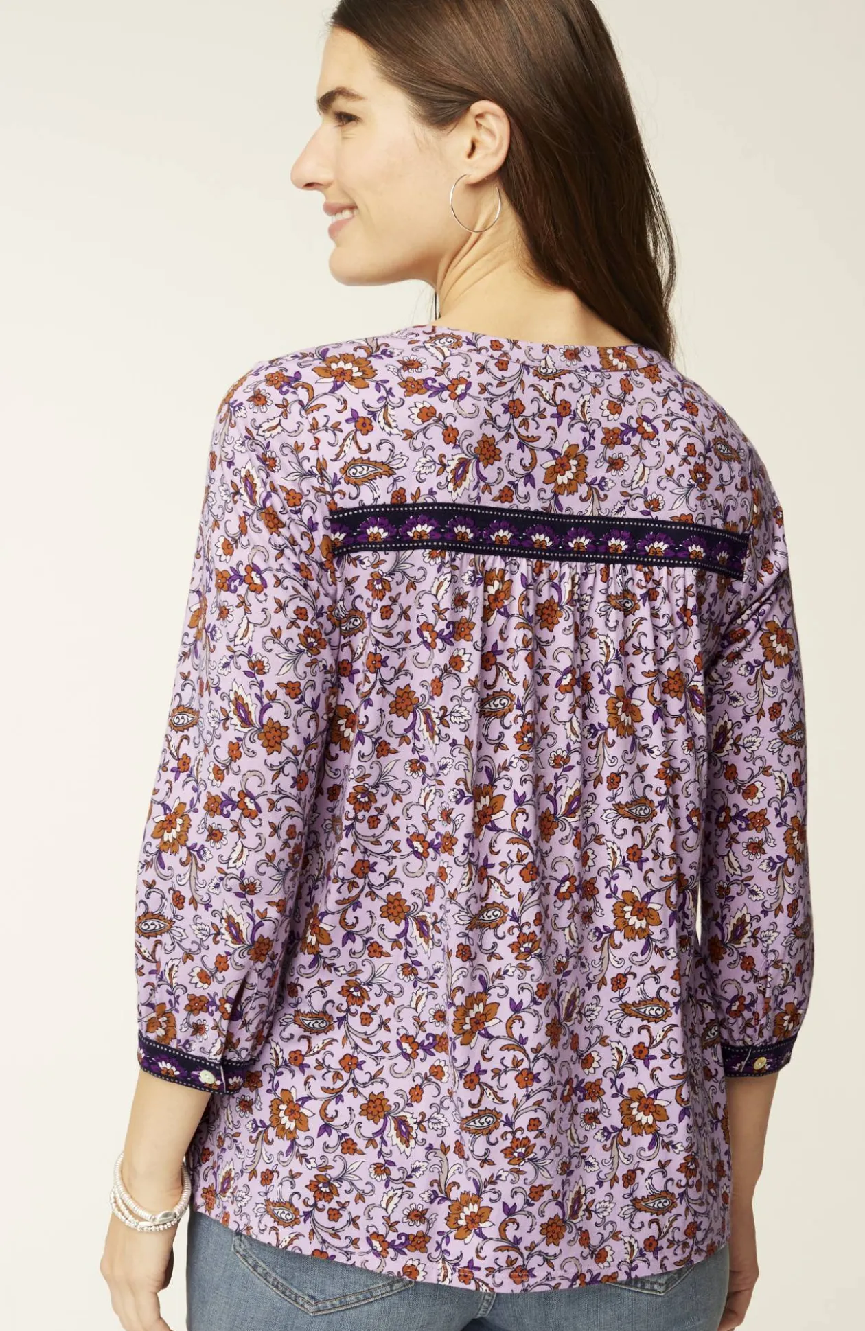 Mixed-Florals Border-Printed Top