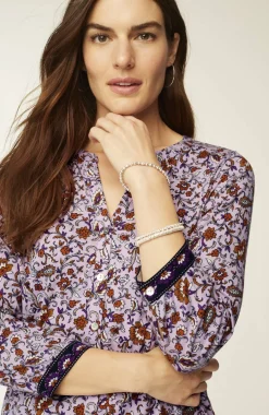 Mixed-Florals Border-Printed Top