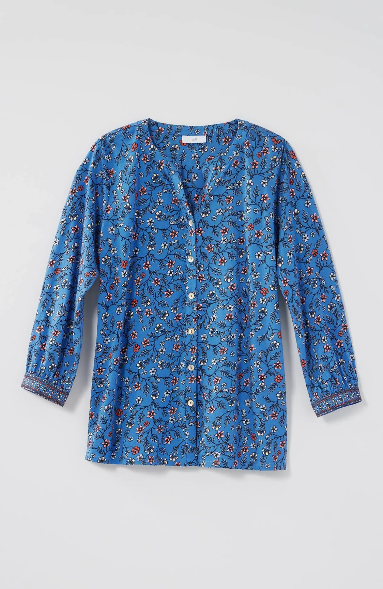 Mixed-Florals Border-Printed Top