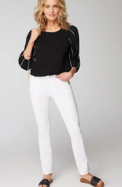 Mixed-Media Embroidered-Gauze Top