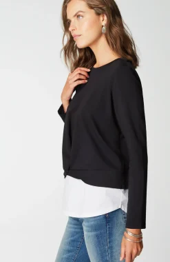 Mixed-Media Twist-Front Top