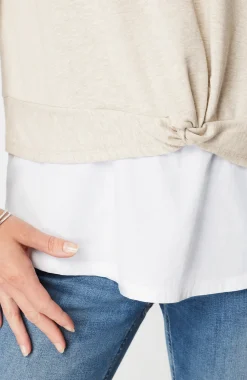 Mixed-Media Twist-Front Top