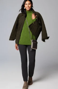 Mixed-Textures High-Neck Sweater