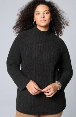 Mixed-Textures High-Neck Sweater