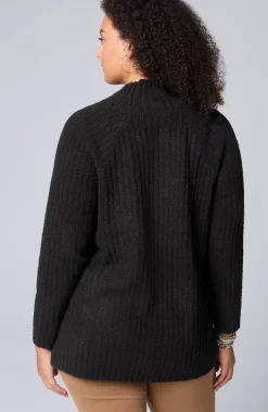 Mixed-Textures High-Neck Sweater