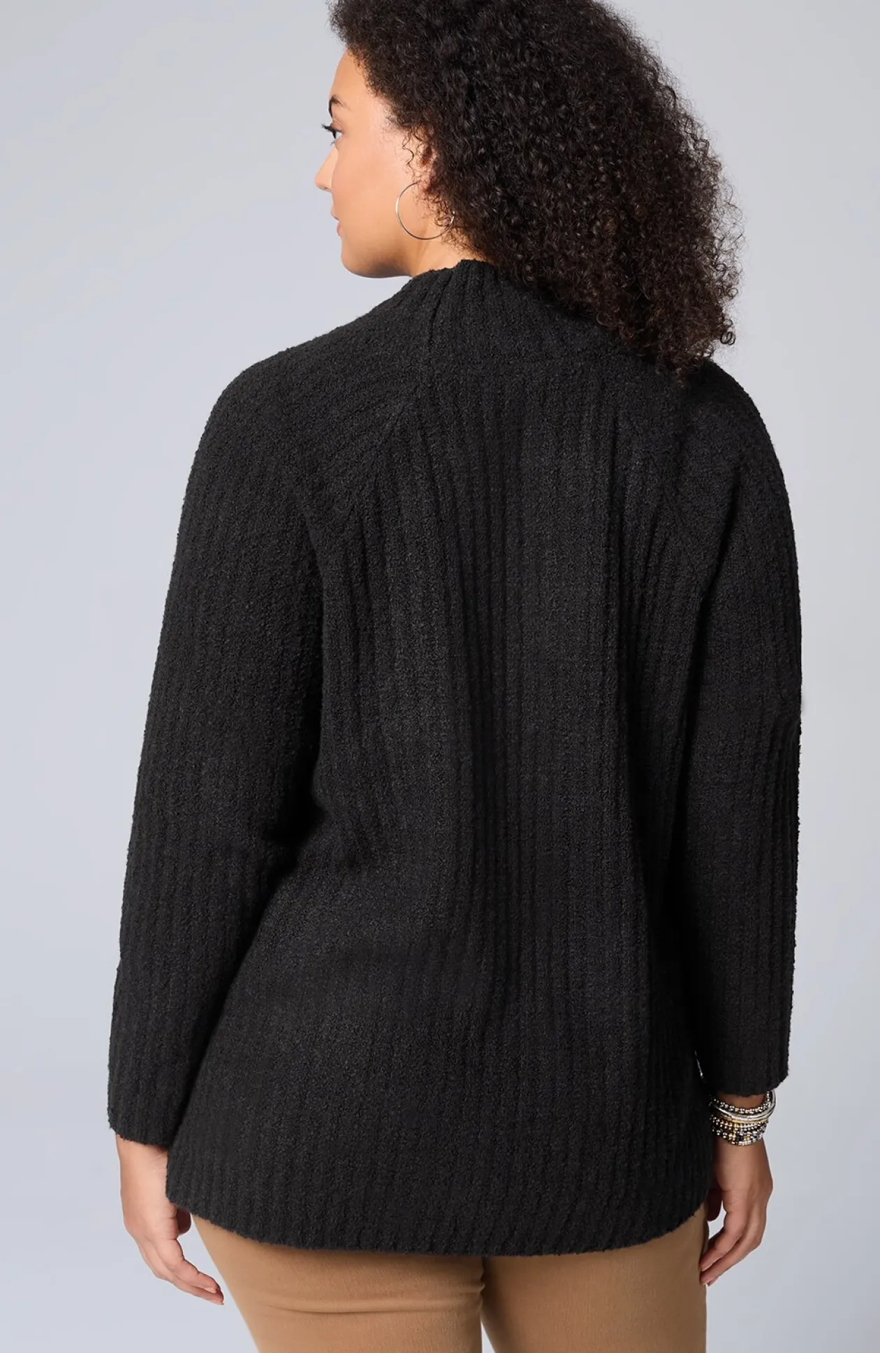 Mixed-Textures High-Neck Sweater