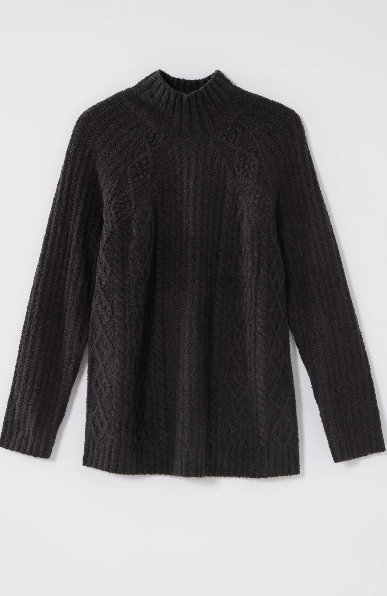 Mixed-Textures High-Neck Sweater