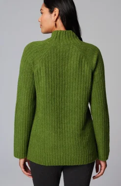 Mixed-Textures High-Neck Sweater
