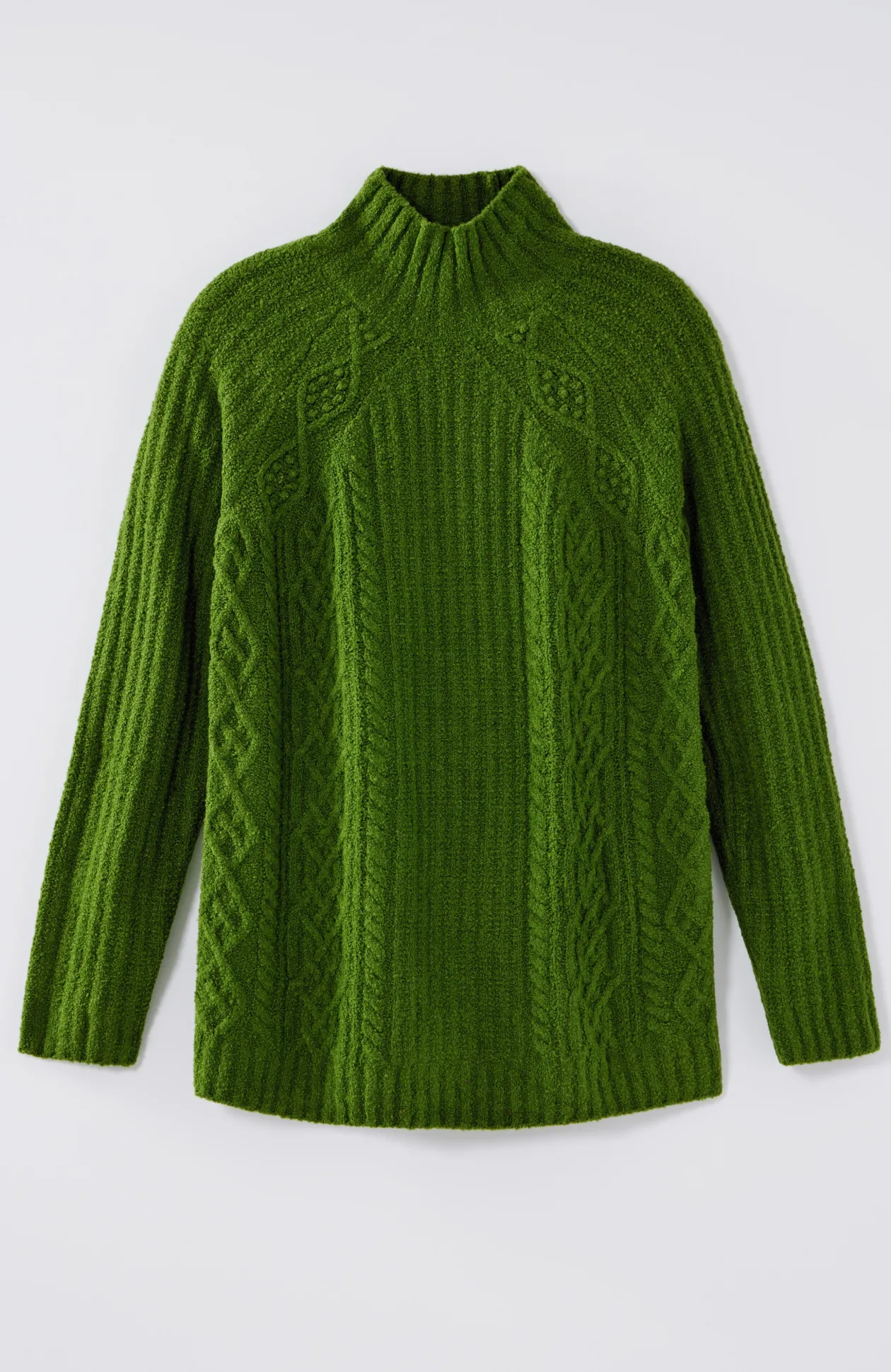 Mixed-Textures High-Neck Sweater
