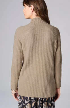 Mixed-Textures High-Neck Sweater