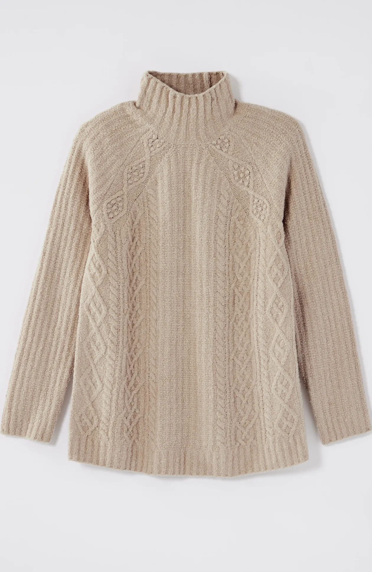 Mixed-Textures High-Neck Sweater
