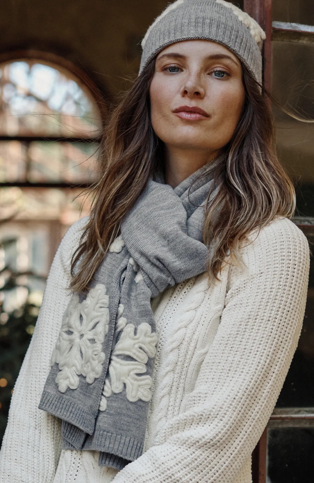 Needle-Felted Snowflake Scarf
