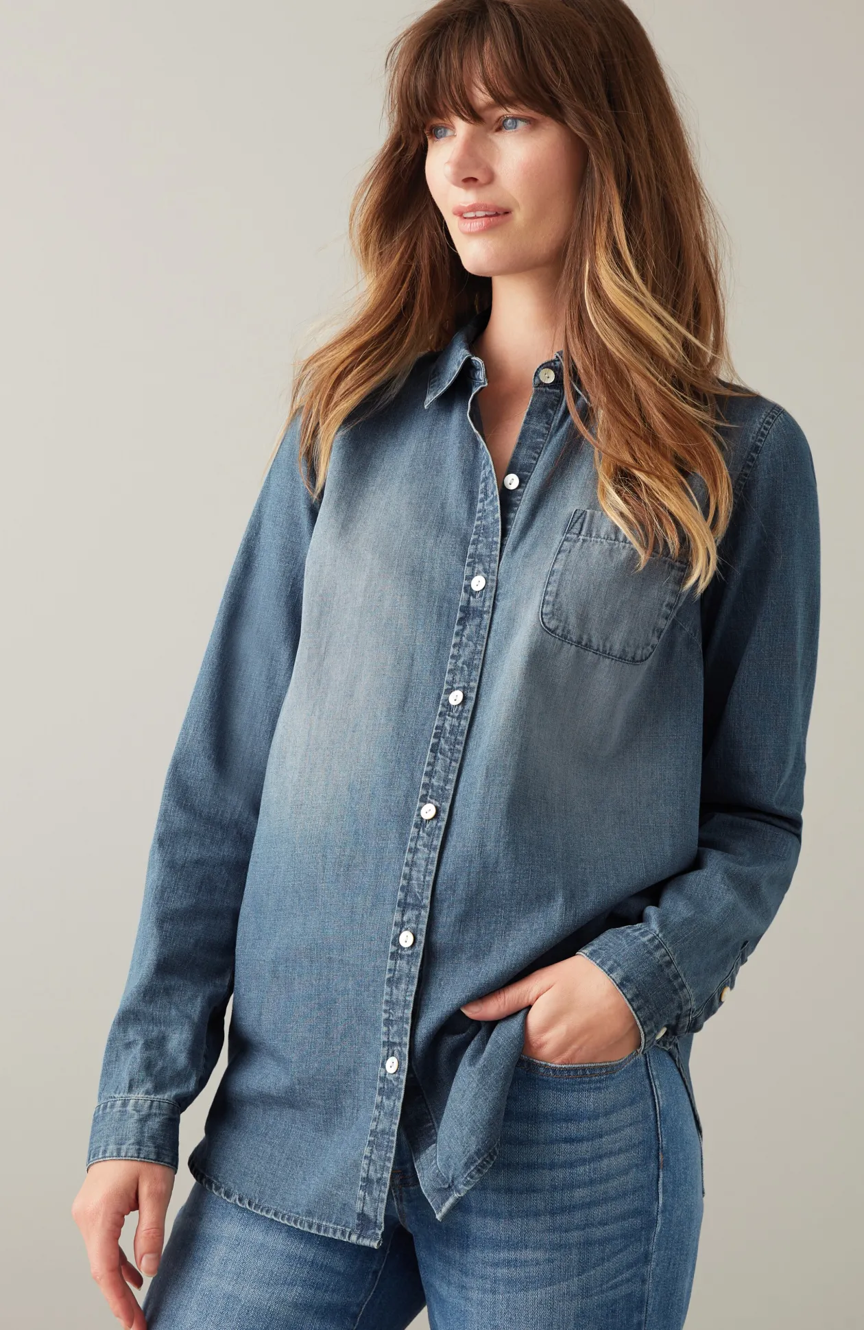 One-Pocket Button-Front Shirt
