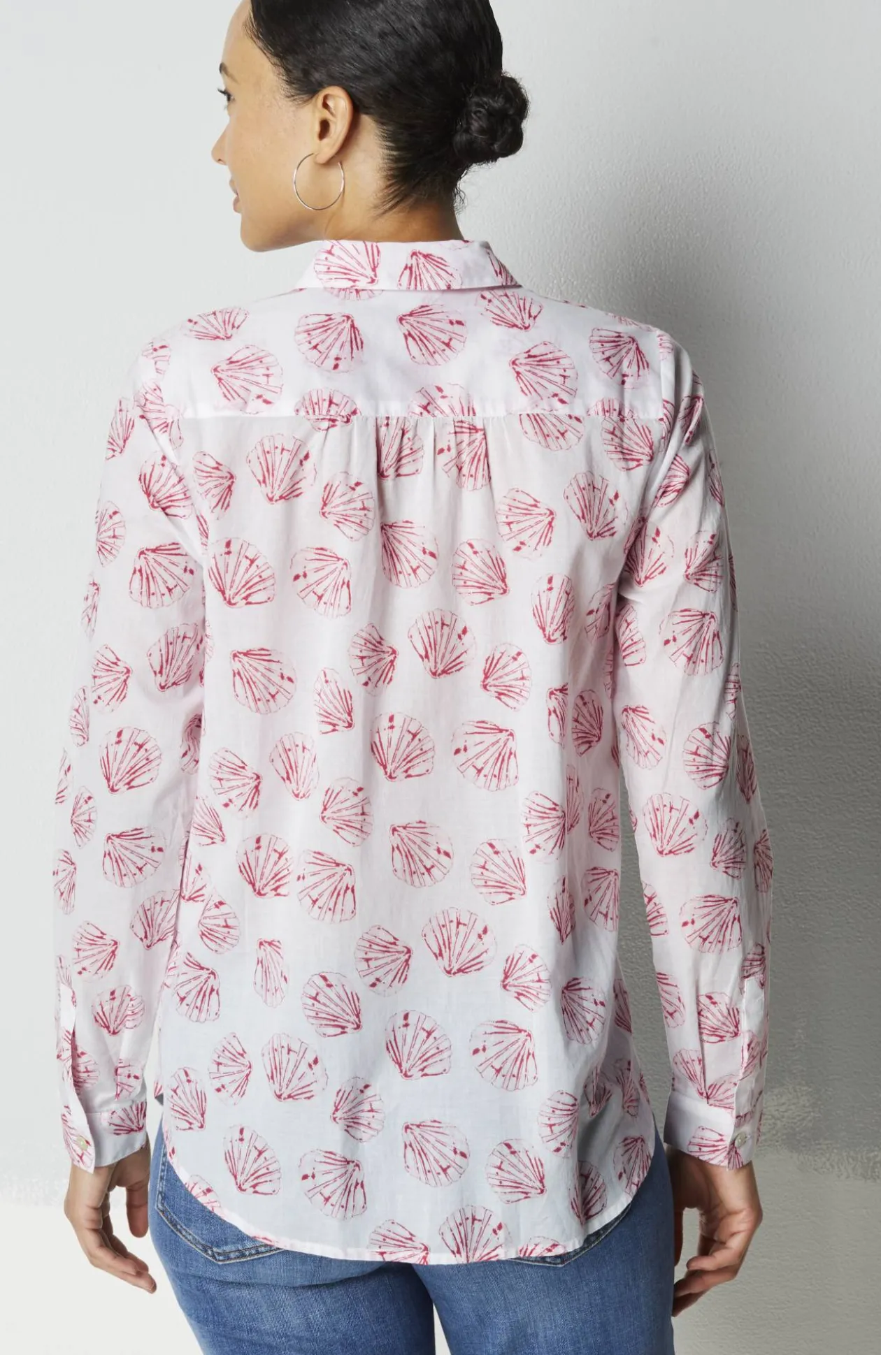 One-Pocket Shirred-Back Shirt