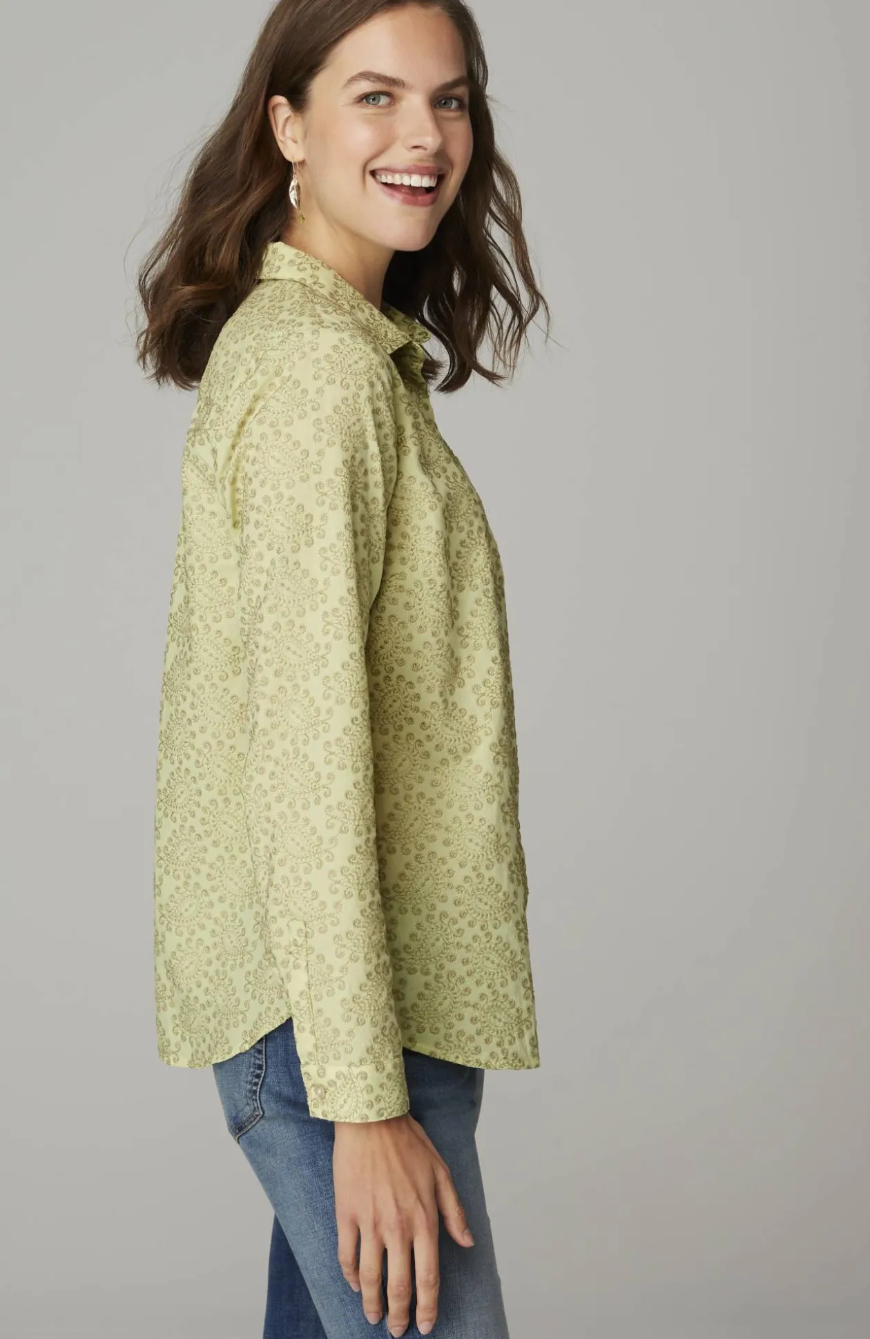 One-Pocket Shirred-Back Shirt