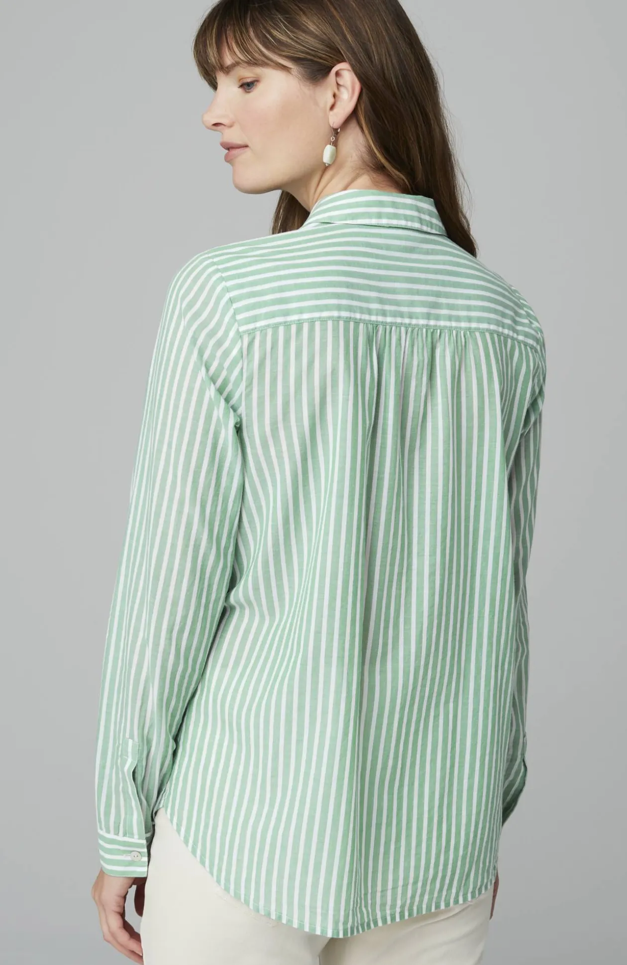 One-Pocket Shirred-Back Shirt