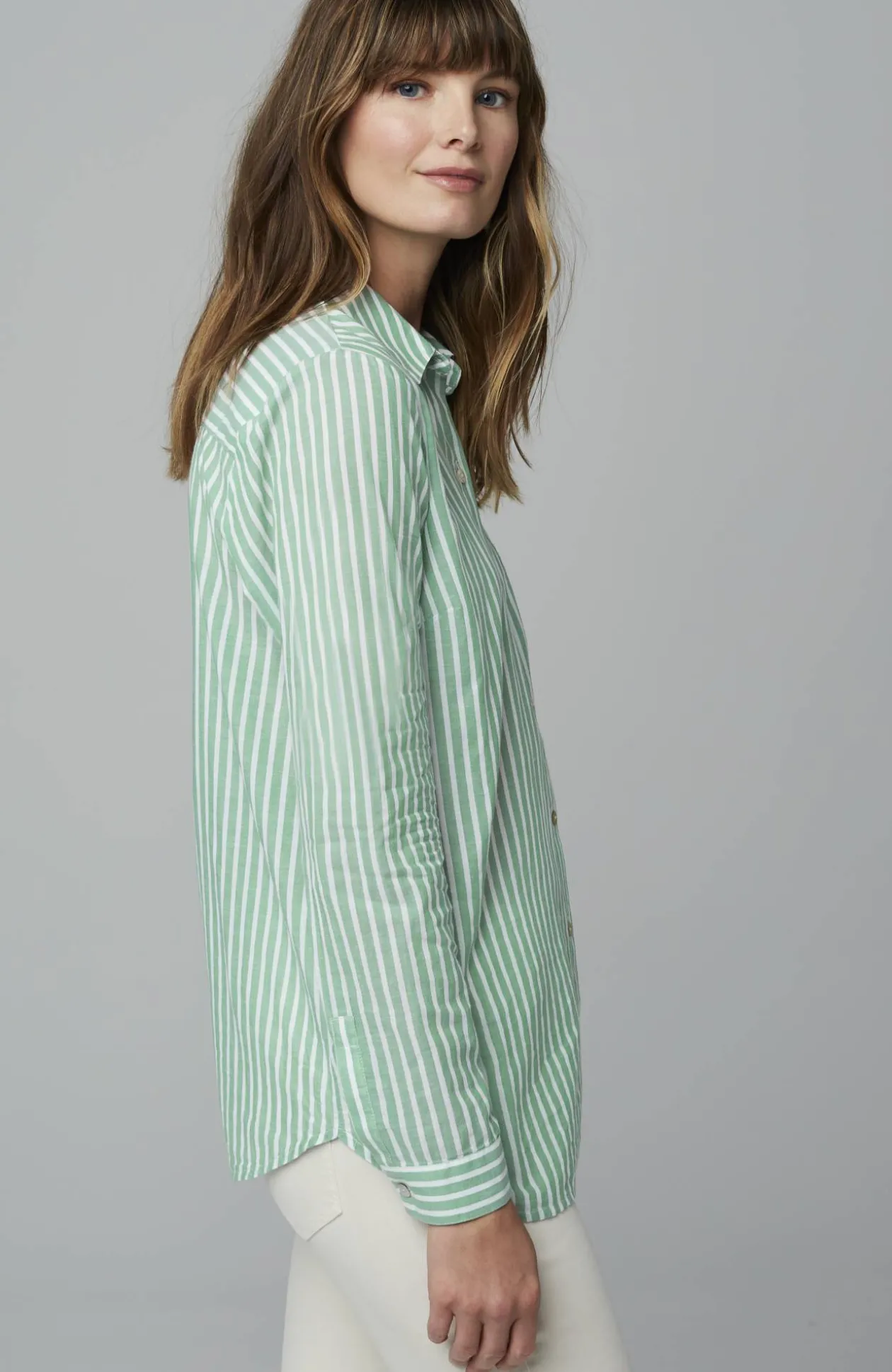 One-Pocket Shirred-Back Shirt