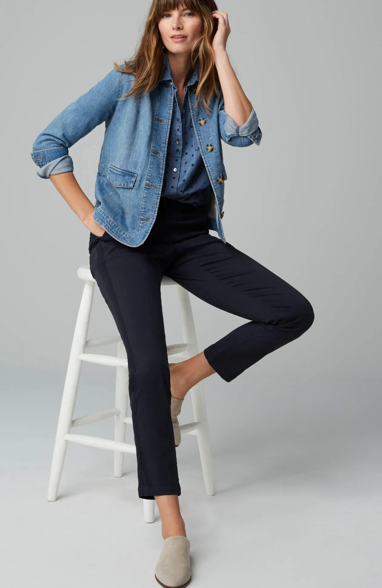 One-Pocket Shirred-Back Shirt