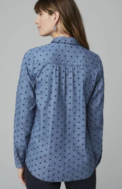 One-Pocket Shirred-Back Shirt