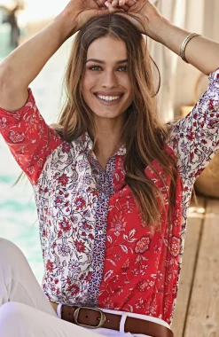 One-Pocket Shirred-Back Shirt