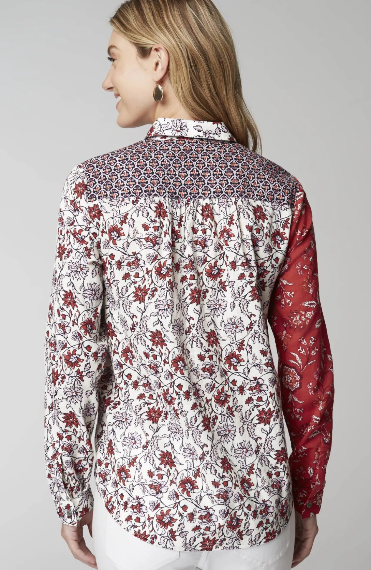 One-Pocket Shirred-Back Shirt