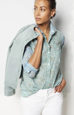One-Pocket Shirred-Back Shirt