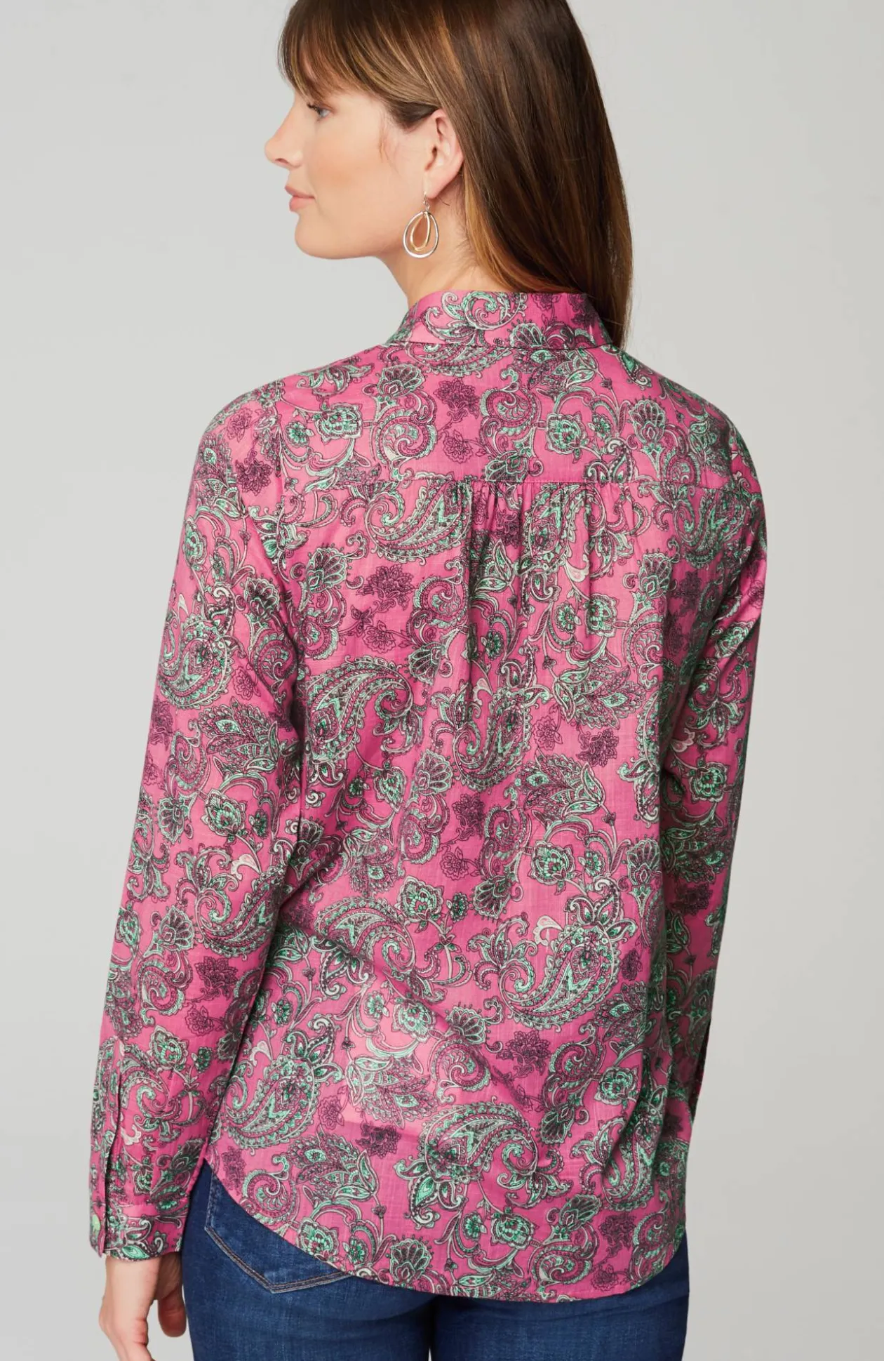 One-Pocket Shirred-Back Shirt
