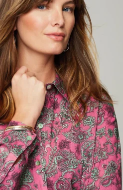 One-Pocket Shirred-Back Shirt