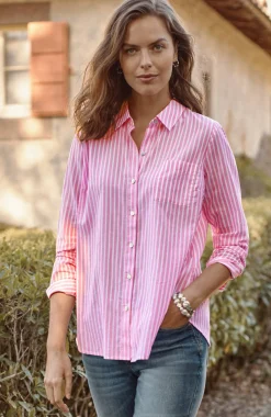 One-Pocket Shirred-Back Shirt