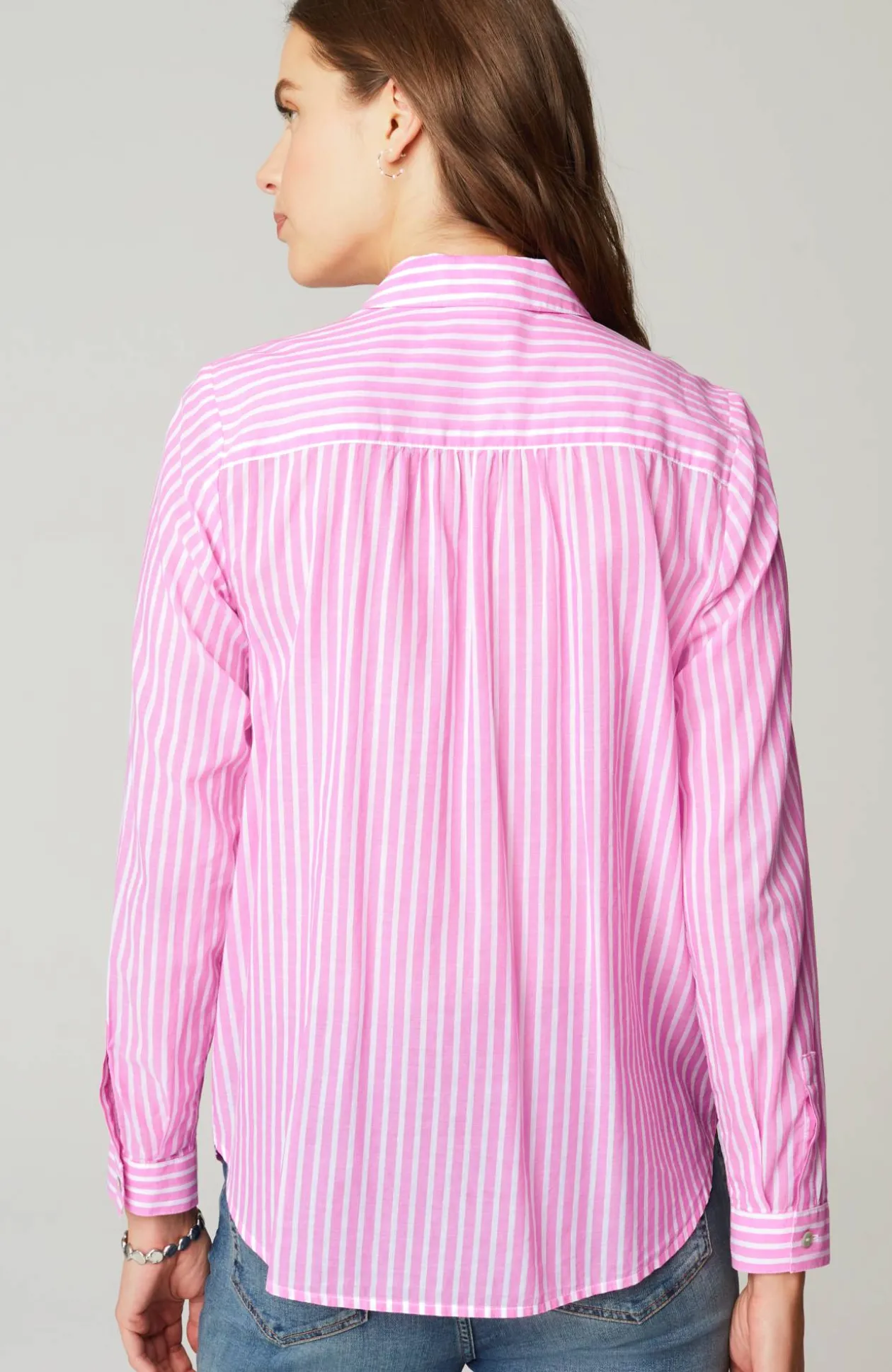 One-Pocket Shirred-Back Shirt
