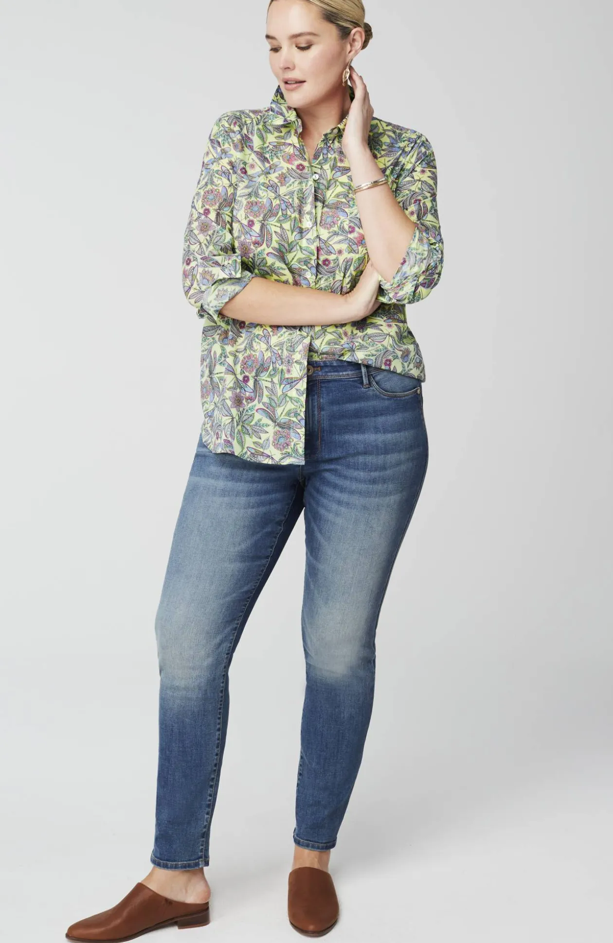 One-Pocket Shirred-Back Shirt