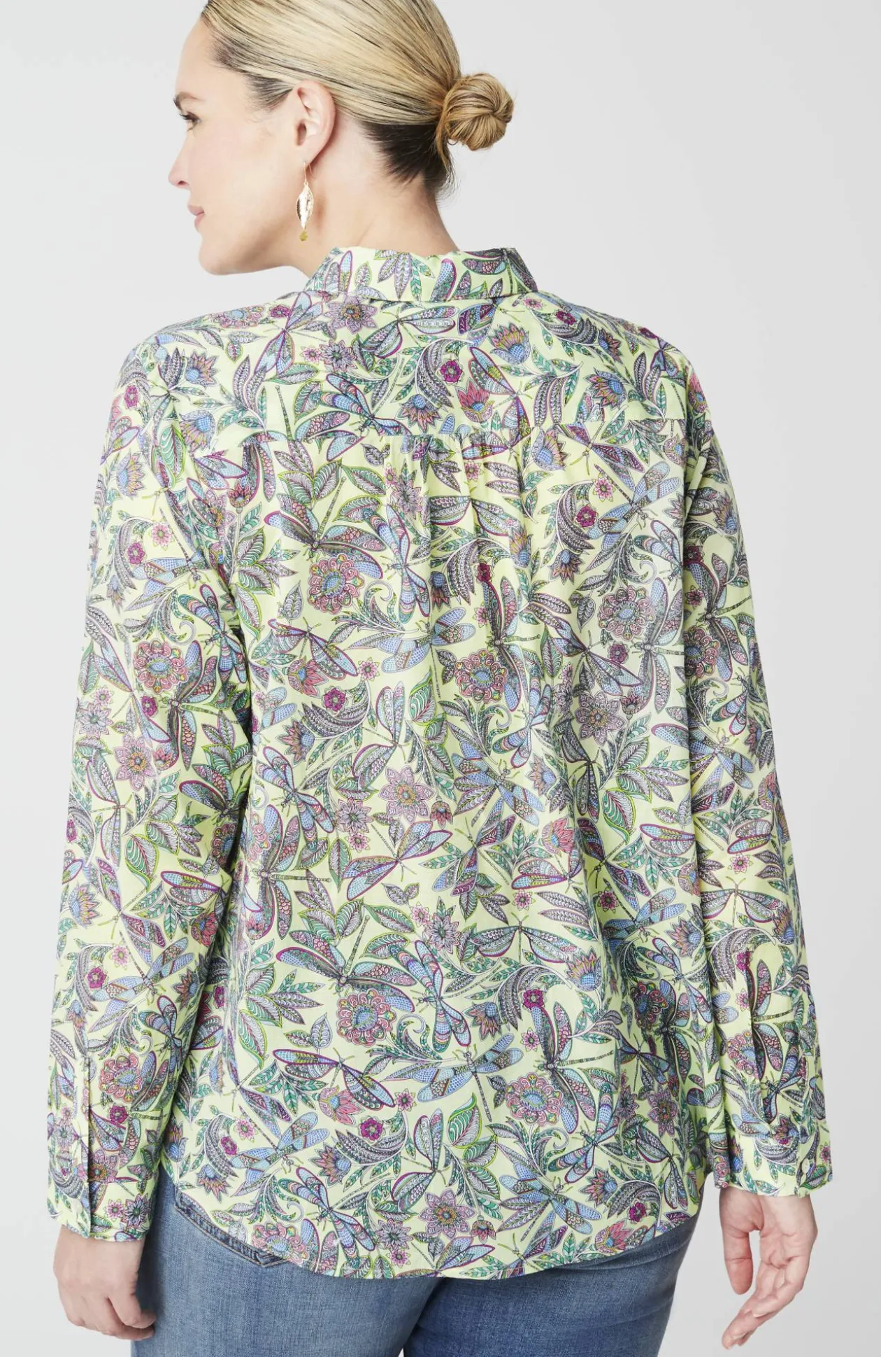 One-Pocket Shirred-Back Shirt