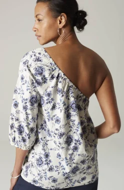 One-Shoulder Puff-Sleeve Top