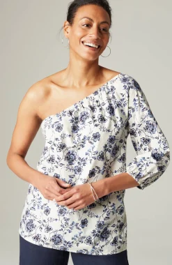 One-Shoulder Puff-Sleeve Top
