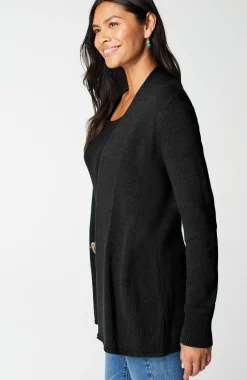 Open-Front Shawl-Collar Cardi