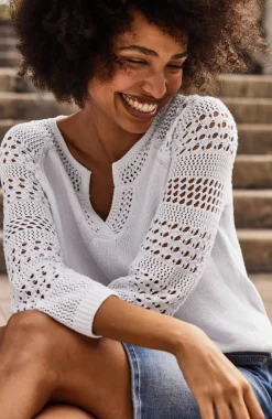 Open-Stitch-Sleeves Sweater