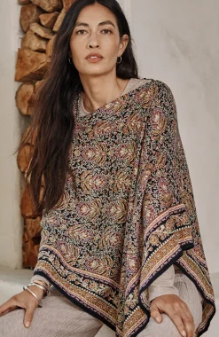Ornate Floral Asymmetric Poncho