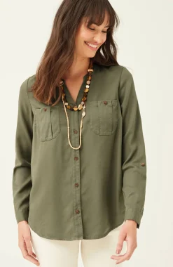 Overdyed Button-Front Camp Shirt