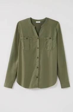 Overdyed Button-Front Camp Shirt