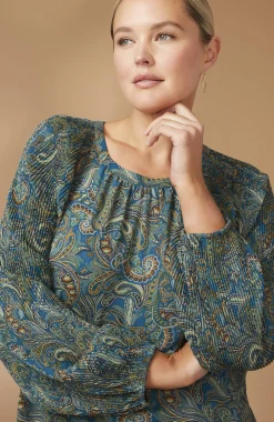 Paisley Pleated-Sleeves Tunic